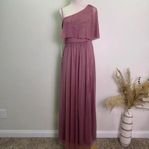 Wear Your Love Size Large Mauve Sparkle One Shoulder Maxi Gown
